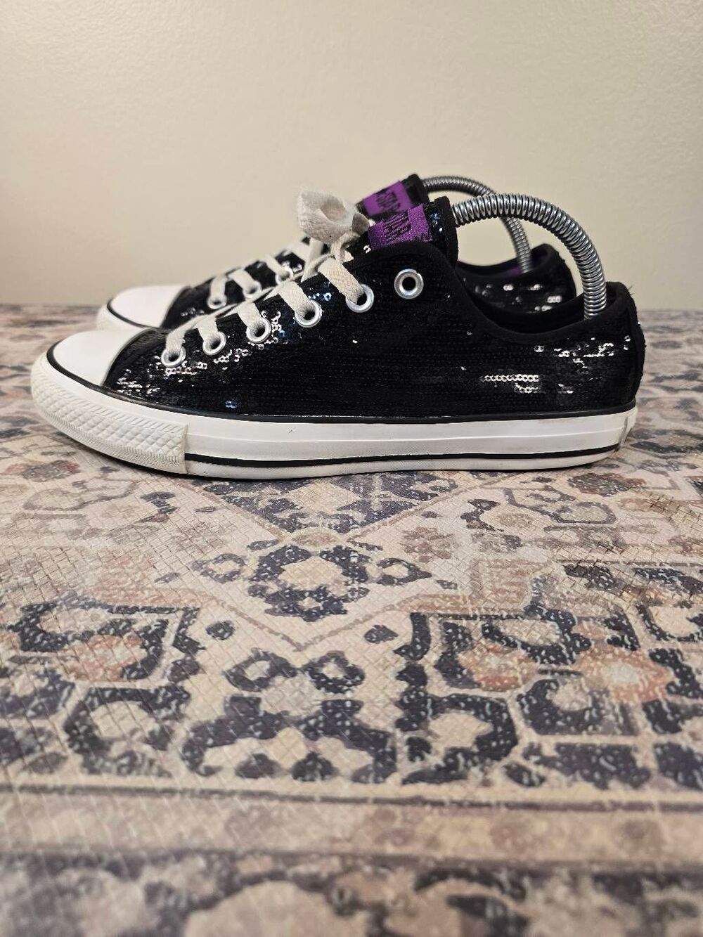 Converse Chuck Taylor All Star Sneakers Black Sequin Women's Size 9
